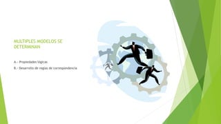 MULTIPLES MODELOS SE
DETERMINAN
A.- Propiedades lógicas
B.- Desarrollo de reglas de correspondencia
 