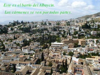 Este es el barrio del Albaycin. Los cármenes se ven por todas partes. 