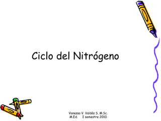 Ciclo del Nitrógeno Vanessa V. Valdés S. M.Sc. M.Ed.  I semestre 2010 