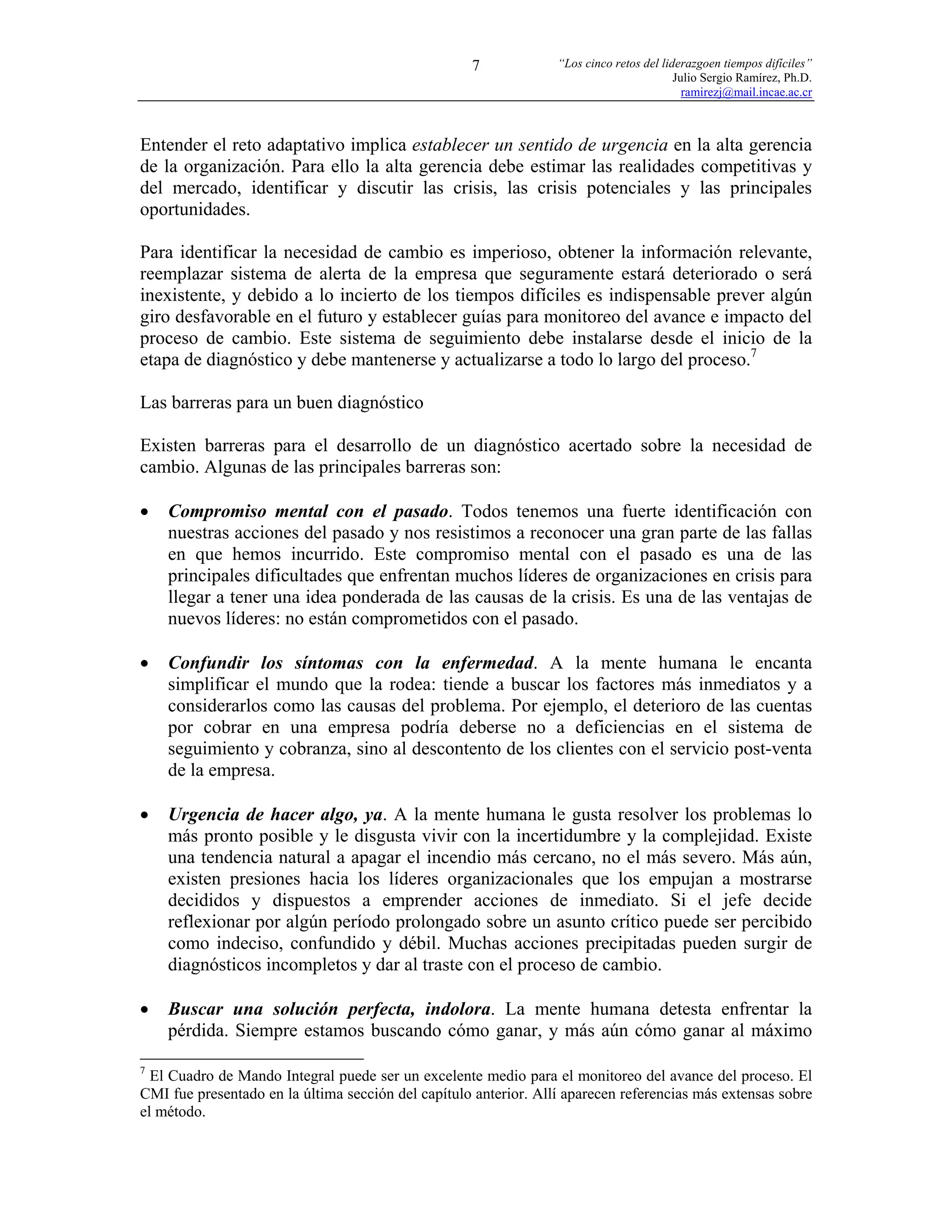 Los cinco retos del liderazgo en tiempos difíciles | PDF