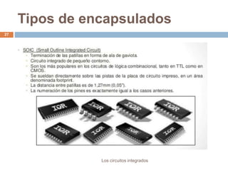 Tipos de encapsulados
Los circuitos integrados
27
 