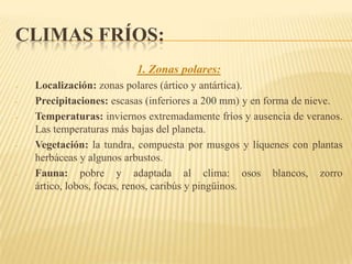 Temperaturas: altas y elevada humedad.