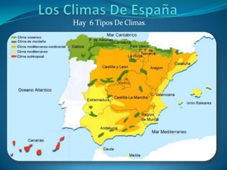 Los Climas De España Hay  6 Tipos De Climas. 