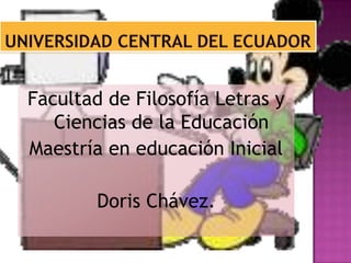 Facultad de Filosofía Letras y
   Ciencias de la Educación
Maestría en educación Inicial

        Doris Chávez.
 