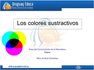 Los colores sustractivos



    Área del Conocimiento de la Naturaleza
                   Física

           Mtra. Andrea Etchartea
 