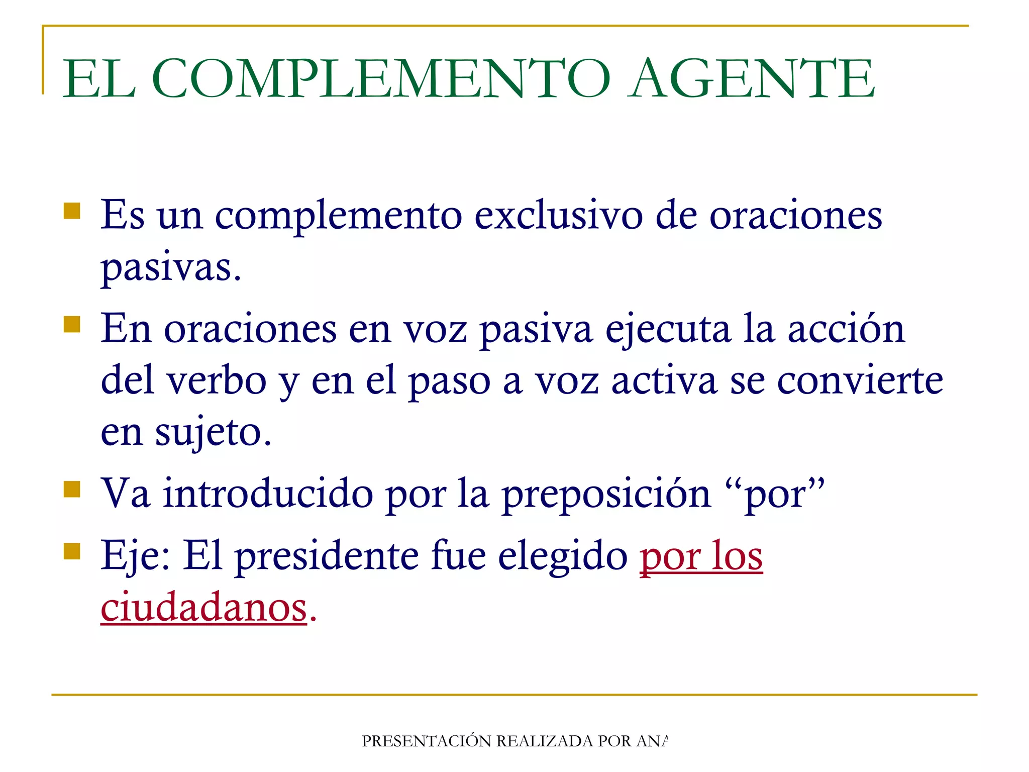 Los complementos verbales | PPT