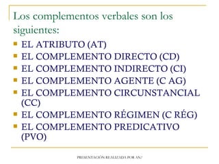Los complementos verbales | PPT