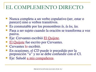 Los complementos verbales | PPT