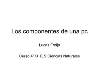Los componentes de una pc Lucas Freijo Curso 4º D  E.S Ciencias Naturales 