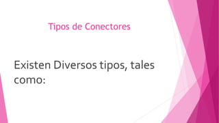 Tipos de Conectores
Existen Diversos tipos, tales
como:
 