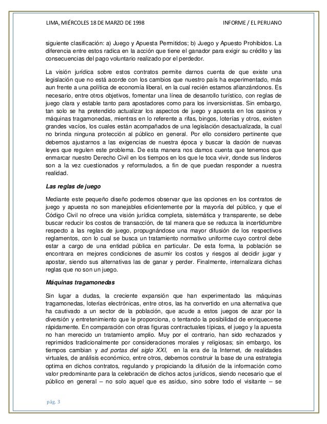 Los contratos de juego y apuesta en la legislación
