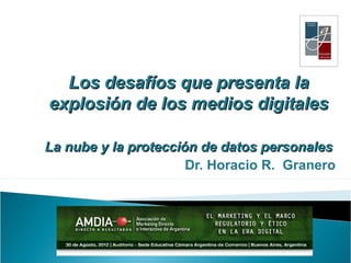 SEMINARIO




  Los desafíos que presenta la
explosión de los medios digitales

La nube y la protección de datos personales
                      Dr. Horacio R. Granero
 