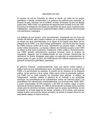 Los dialogos de paz y la zona de distencion entre 1999 a 2002 bajo el ...