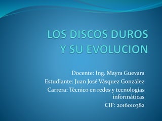 Docente: Ing. Mayra Guevara
Estudiante: Juan José Vásquez González
Carrera: Técnico en redes y tecnologías
informáticas
CIF: 2016010382
 