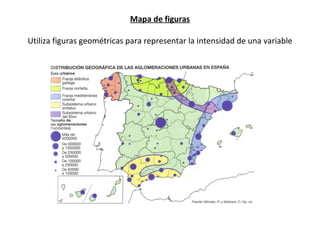 Mapa de figuras Utiliza figuras geométricas para representar la intensidad de una variable 