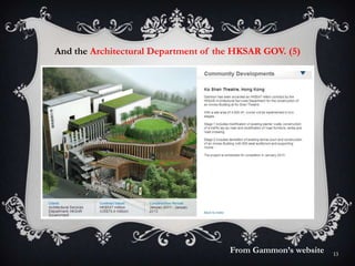 13
And the Architectural Department of the HKSAR GOV. (5)
From Gammon’s website
 