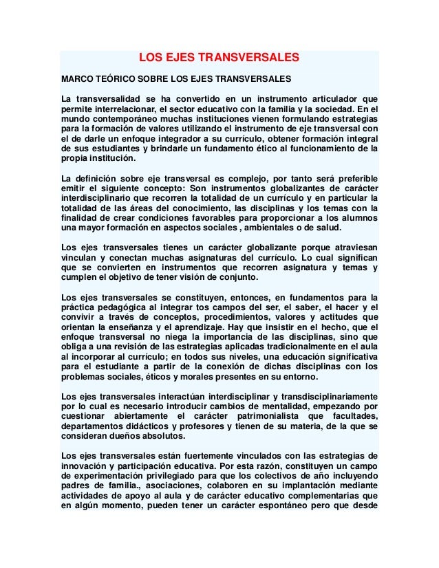 Los ejes transversales.