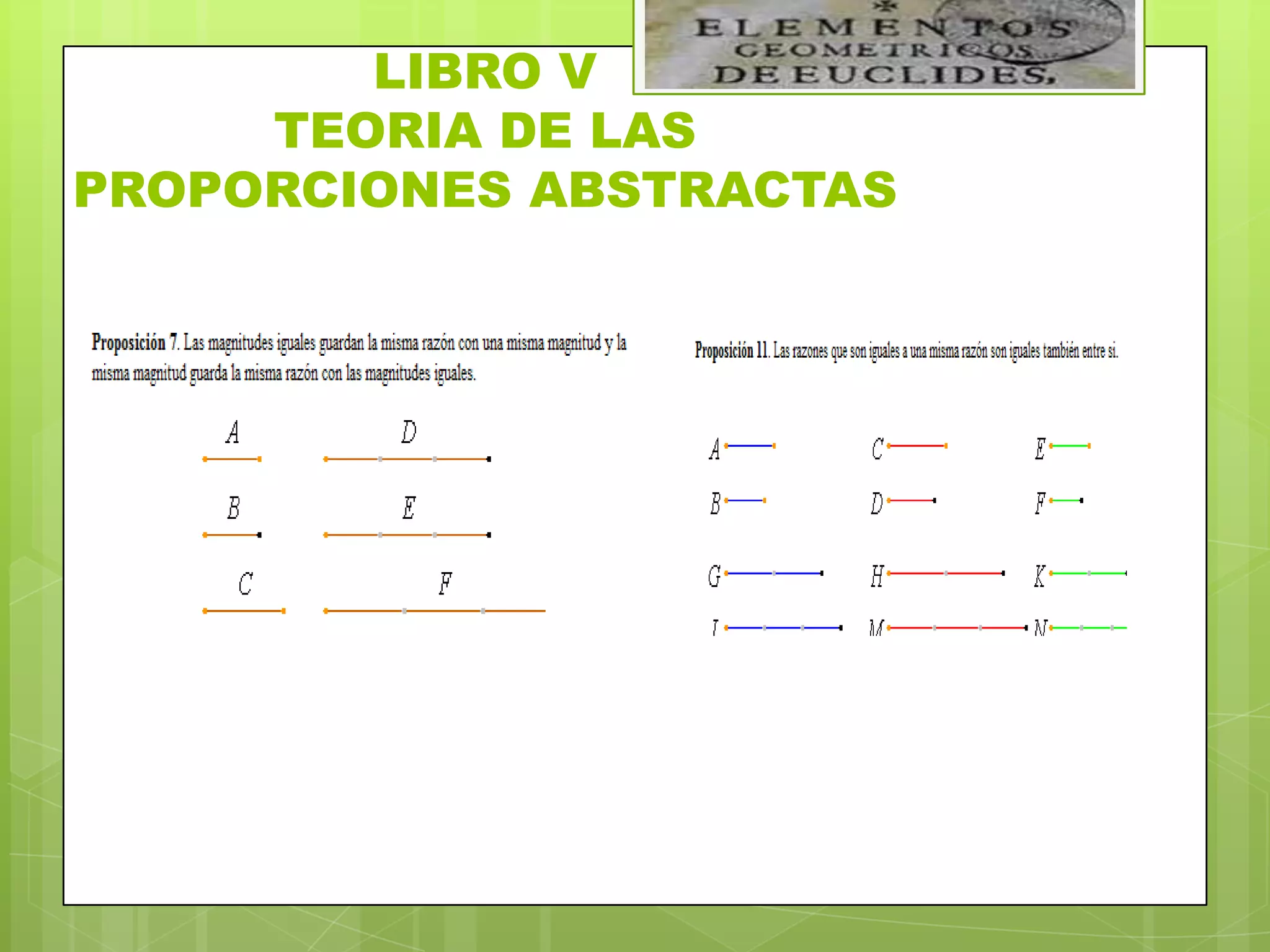 LIBRO V
     TEORIA DE LAS
PROPORCIONES ABSTRACTAS
 