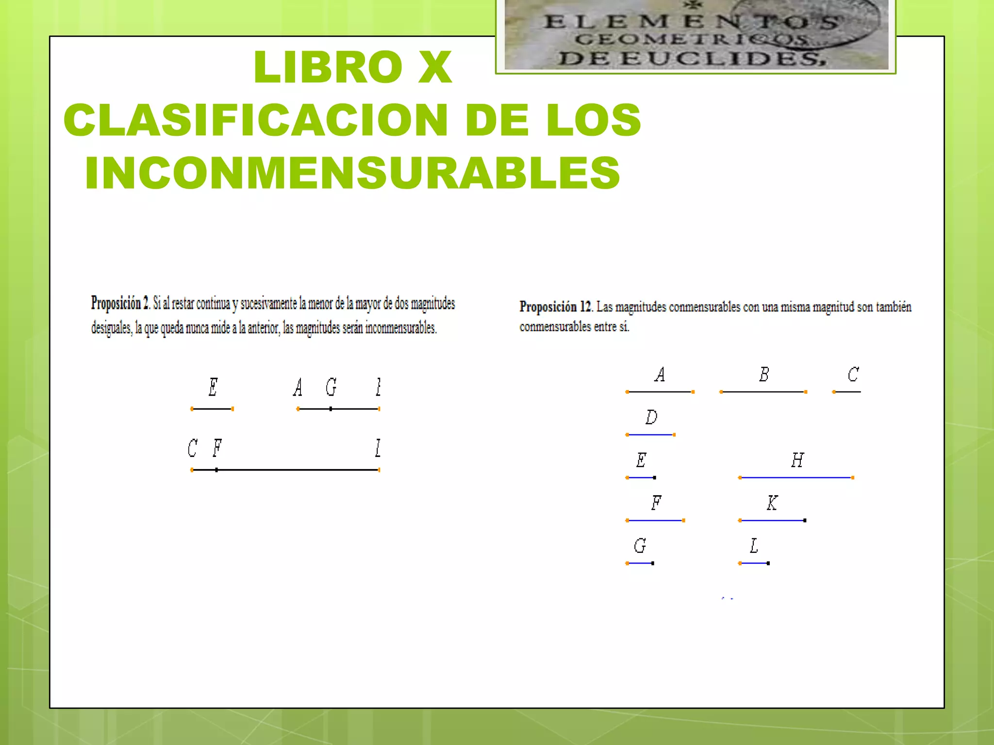LIBRO X
CLASIFICACION DE LOS
 INCONMENSURABLES
 
