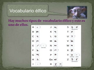 Vocabulario élfico
Hay muchos tipos de vocabulario élfico y este es
uno de ellos.

 