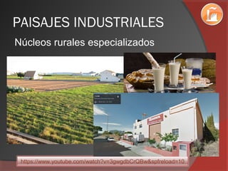 PAISAJES INDUSTRIALES
Núcleos rurales especializados
https://www.youtube.com/watch?v=3gwgdbCrQBw&spfreload=10
 
