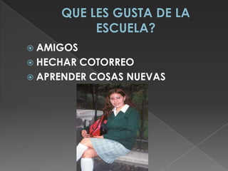 LA ESCUELA ES:UN ESPACIO QUE LES PERMITIRA TRASCENDER SU NIVEL ACTUAL DE VIDA.VISTA NO COMO EL PRESENTE SINO COMO EL PASO NECESARIO AL FUTURO.UTIL COMO EL REQUISITO PARA ENTRAR A LA PREPARATORIA.