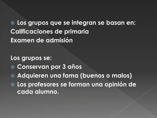 EL SENTIDO DE LA IDENTIDAD Y LAS EXIGENCIAS DE LOS ESTUDIANTE.IDENTIDADAlumnos tienen un sentido de pertenencia de su plantel.Quisiera que se “acabara con la mala fama”.Señalan cosas que quisieran cambiaran:Tener buenas bancasMejorar la limpieza de salones y baños.