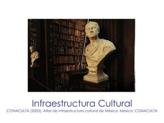 Infraestructura Cultural CONACULTA (2003). Atlas de infraestructura cultural de México. México: CONACULTA 
