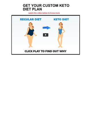 GET YOUR CUSTOM KETO
DIET PLAN
watch the video below to know more
 