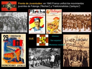 J.O.N.S. y Falange

R. Ledesma
Conde

O. Redondo

Requetés navarros

Primo de Rivera M. Hedilla

Fal

Vídeo: Falangistas en desfile de la victoria

 