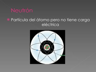 Partícula del átomo pero no tiene carga eléctrica 