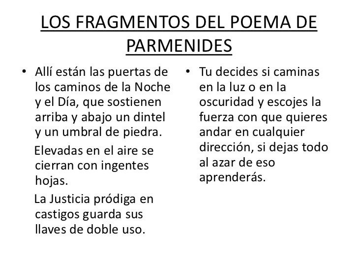 Los fragmentos del poema de parmenides