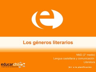 Los géneros literarios NM2 (2° medio) Lengua castellana y comunicación  Literatura 