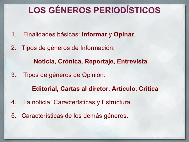 Generos Periodisticos Generos Periodisticos