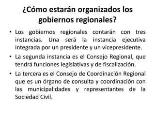 Los gobiernos regionales y los gobiernos locales | PPTX