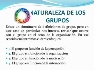 Los grupos en las organizaciones | PPTX