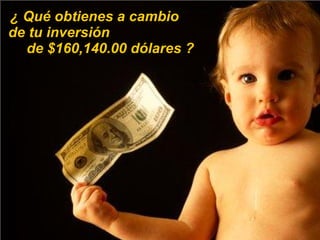 ¿ Qué obtienes a cambio  de tu inversión  de $160,140.00 dólares ? 
