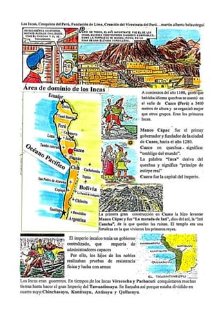 Los incas, conquista del Perú, fundación de Lima, creación del Virreinato del Perú