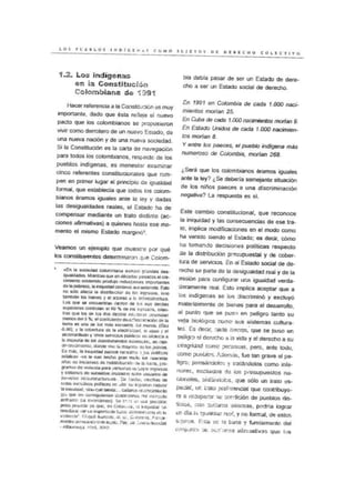 Los Pueblos Indígenas como sujetos de derecho colectivo . Constitución del 91 