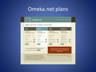 Omeka.net plans