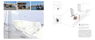 In the multifamily residential complex of the future
Leeville, there are several spaces that encourage
social interaction, both verbal and nonverbal.
These spaces re-envision the characteristics
of the pause points currently seen throughout
the town. The interlocking spaces, garden,
communal kitchen, and adjustable walls
encourage verbal or nonverbal interaction and
cultural significance based on their placement,
adjacency to adjoining spaces, and design.
Pause Points
Interlocking Spaces found in Apartment 2
Interlocking Spaces found in Apartment 1
Interlocking Spaces and Pause Points
 