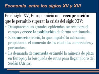 Economía entre los siglos XV y XVI
 