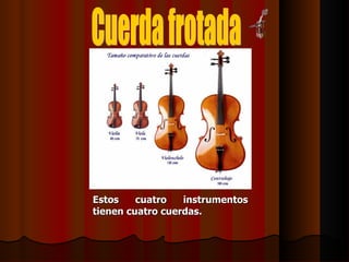 Cuerda frotada Estos cuatro instrumentos tienen cuatro cuerdas.  