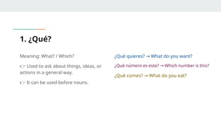 Comprehensive Guide to Spanish Interrogatives and Usage of Por, Para ...