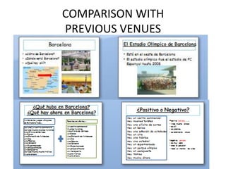 COMPARISON WITH
PREVIOUS VENUES
 