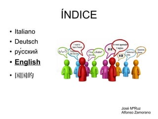 ÍNDICE
●

Italiano

●

Deutsch

●

ру́сский

●

English

●

国国的

José MªRuz
Alfonso Zamorano

 