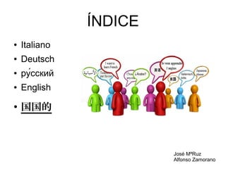 ÍNDICE
●

Italiano

●

Deutsch

●

ру́сский

●

English

●

国国的

José MªRuz
Alfonso Zamorano

 