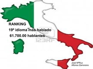 RANKING
19º idioma más hablado
61.700.00 hablantes

José MªRuz
Alfonso Zamorano

 