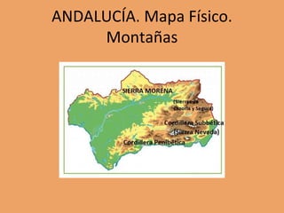 ANDALUCÍA. Mapa Físico.
Montañas
 