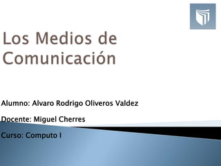 Alumno: Alvaro Rodrigo Oliveros Valdez
Docente: Miguel Cherres
Curso: Computo I
 